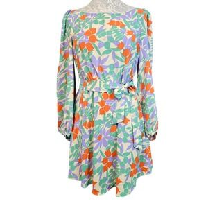 Traffic People Floral Print Long Sleeve Belted Mini Dress Women's Size S